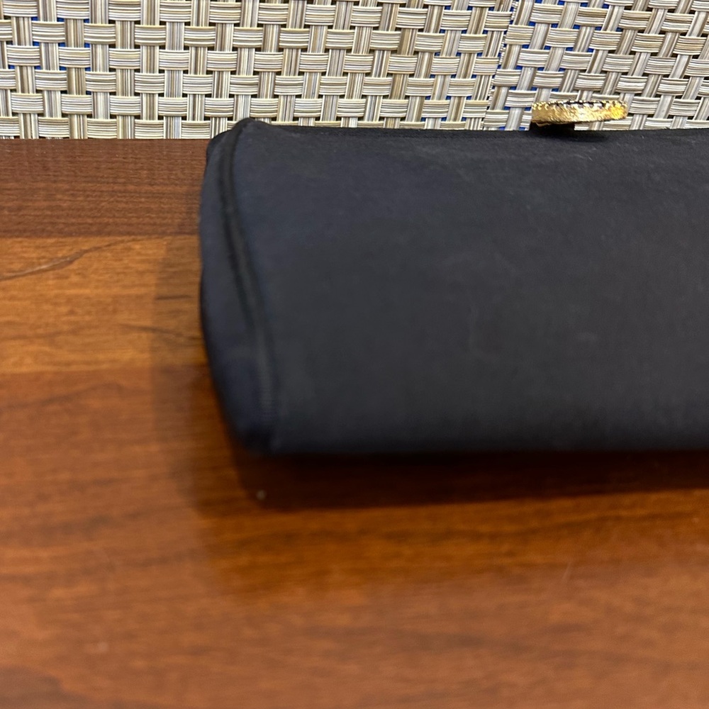 🌟HP🌟VTG 1950s-60s Black Fabric Evening Bag Matching Lift Clasp Gold Tone Chain - Picture 8 of 11